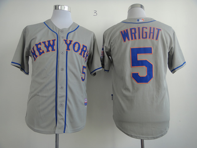 Men New York Mets #5 Wright Grey MLB Jerseys